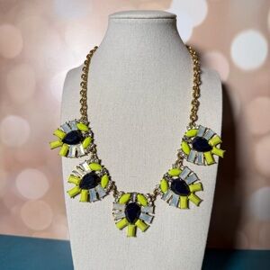 J. Crew Yellow Opalescent Navy Statement Necklace - funky & bright